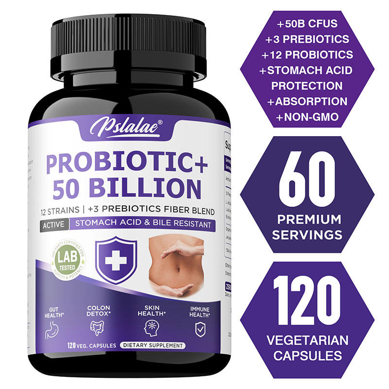 Probiotic 60 Billion - โปรไบโอติก 50 พันล้าน - โปรไบโอติกสําหรับผู้ชายและผู้หญิงเพื่อส่งเสริมสุขภาพลําไส้และทางเดินอาหาร บรรเทาอาการท้องอืด