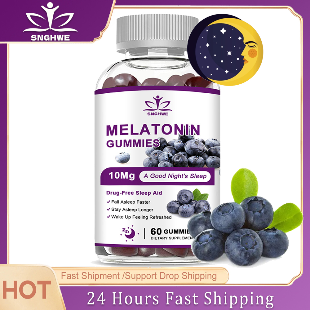 Melatonin Sleep Gummy - เมลาโทนินแบบกัมมี่ 10 มก. ช่วยให้นอนหลับเร็วขึ้น หลับได้นานขึ้น รสบลูเบอร์รี่