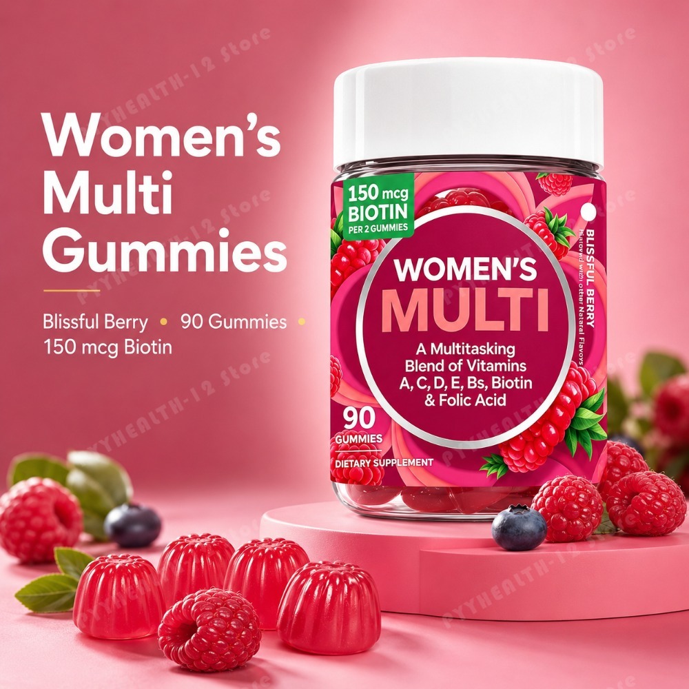 Multivitamin Gummy Adult - วิตามินรวมสำหรับผู้หญิง 90 เม็ด รสเบอร์รี่ พร้อมไบโอติน กรดโฟลิก