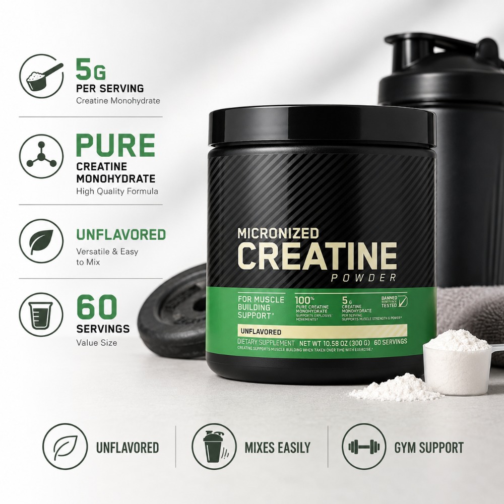 Nutrition Gym - ผงครีเอทีนโมโนไฮเดรต 300 กรัม ช่วยเสริมสร้างความแข็งแรง ประสิทธิภาพของกล้ามเนื้อ เครื่องดื่มสำหรับนักกีฬา