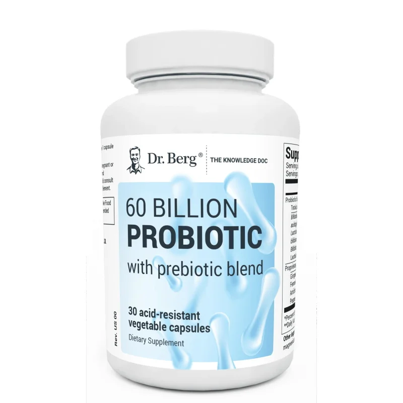 Probiotic 60 Billion - Dr. Berg 60 พันล้าน 10 สายพันธุ์โปรไบโอติกแคปซูลพร้อมพรีไบโอติกผสม