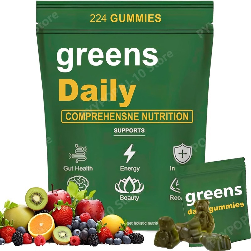 Multivitamin Gummy Adult - กรีนส์ กัมมี่ส์ คลอเรลลาและสไปรูลิน่าออร์แกนิก บำรุงระบบย่อยอาหารและสุขภาพลำไส้ ผสมสารอาหาร 60+