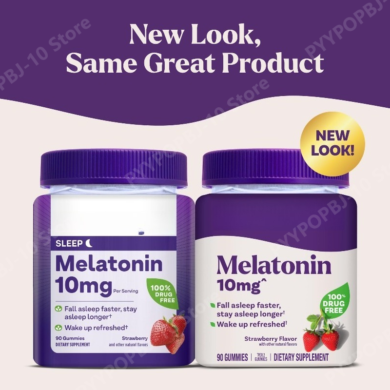 Melatonin Sleep Gummy - เมลาโทนินกัมมี่ 10 มก. ช่วยการนอนหลับสำหรับผู้ใหญ่ รสสตรอว์เบอร์รี 90