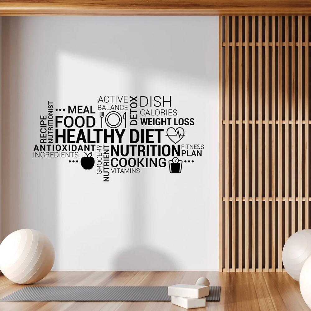 Nutrition For Health Fitness & Sport Melvin Williams - สร้างแรงบันดาลใจการกินเพื่อสุขภาพไวนิล Wall Decal โภชนาการสุขภาพ IMotivational สติ๊กเกอร์ติดผนัง