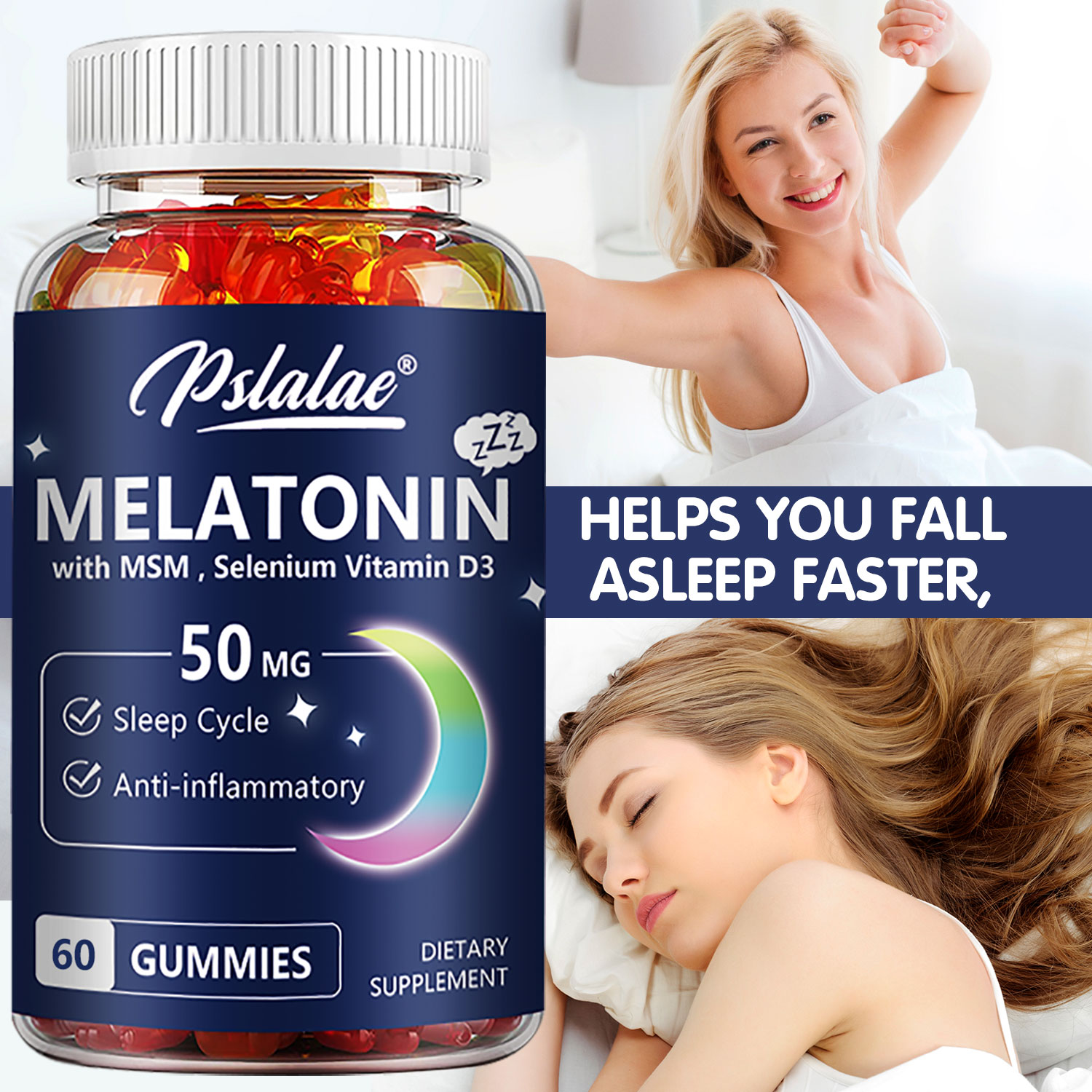 Melatonin Sleep Gummy - เมลาโทนินกัมมี่ 50 มก. - บรรเทาความวิตกกังวล ความเครียด