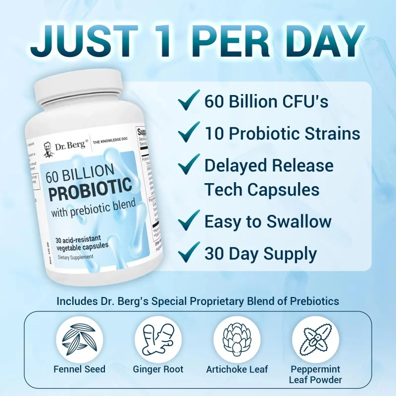 Dr. Berg 60 พันล้าน 10 สายพันธ - Probiotic 60 Billion บทวิจารณ์และราคา